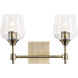 Margaux 2 Light 14.25 inch Antique Brass and Clear Bath Vanity Light Wall Light