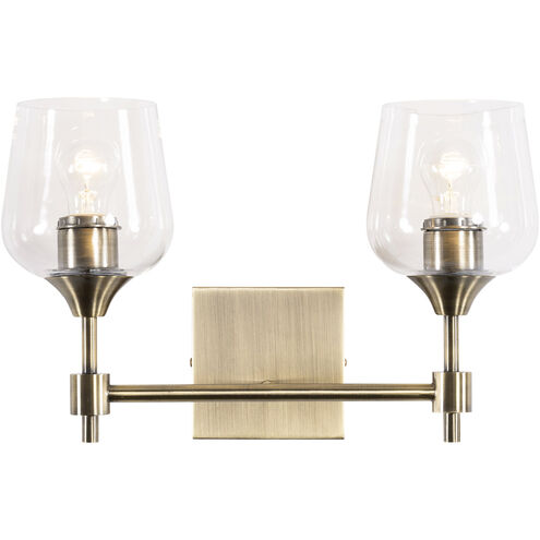 Margaux 2 Light 14.25 inch Antique Brass and Clear Bath Vanity Light Wall Light