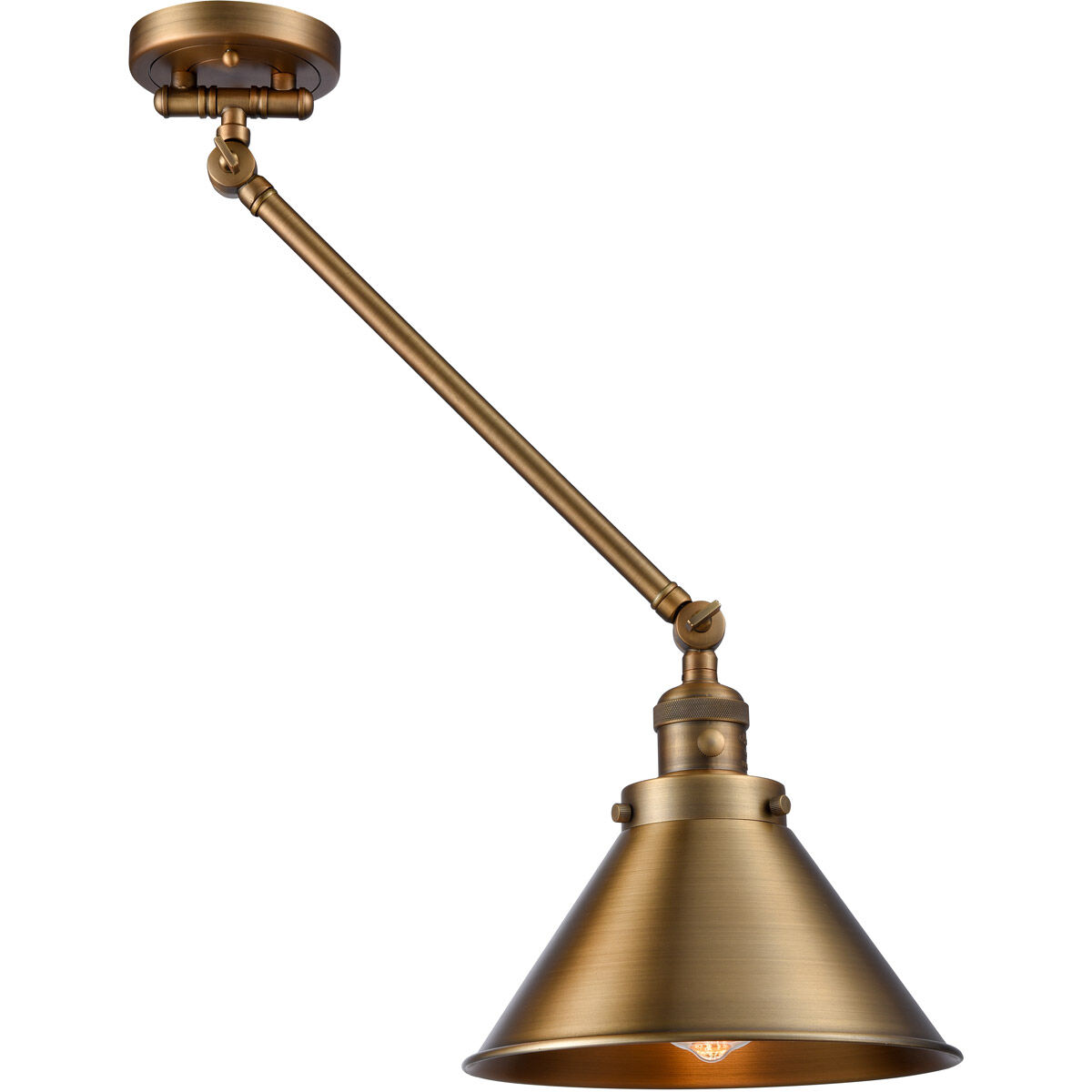 Briarcliff 21 inch 100 watt Brushed Brass Swing Arm Wall Light, Franklin Restoration