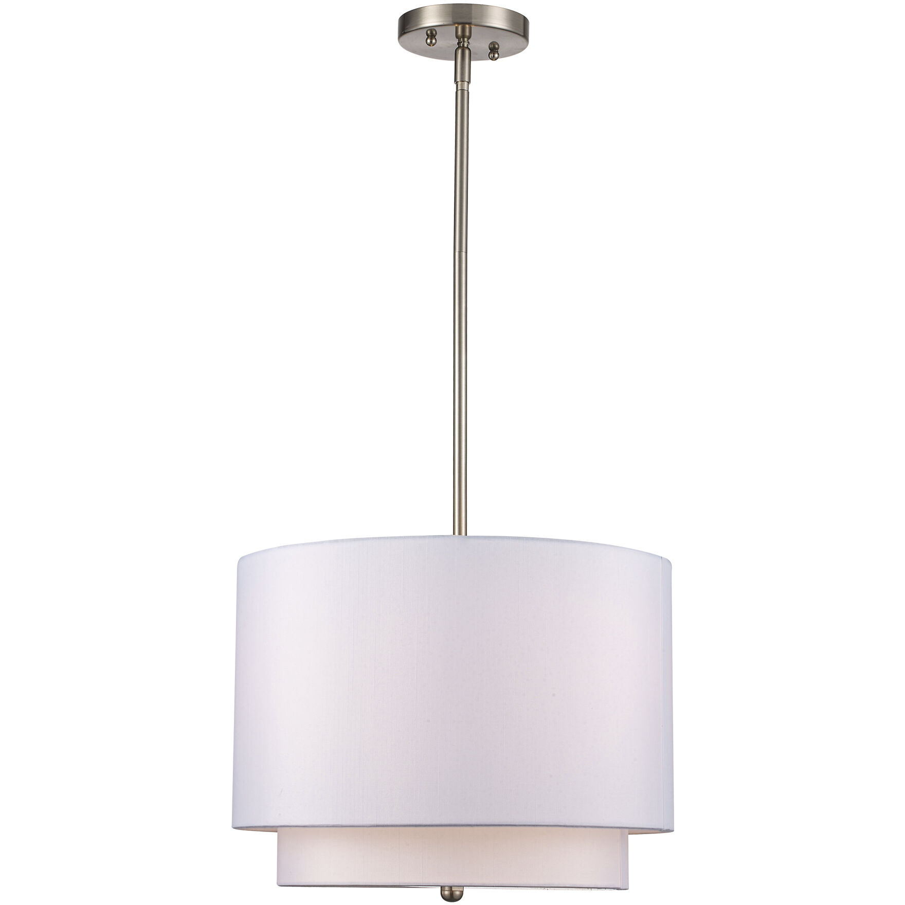 Schiffer 3 Light 15 inch Ivory Pendant Ceiling Light in Ivory Fabric Drum - Double Shade