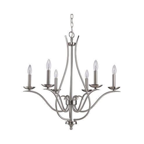 Genevieve 5 Light 28 inch Satin Nickel Chandelier Ceiling Light