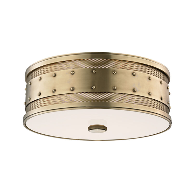 Gaines 3 Light 16 inch Aged Brass Flush Mount Ceiling Light