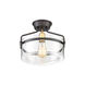 Modern 1 Light 13.25 inch Oil Rubbed Bronze with Natural Brass Semi-Flush Ceiling Light