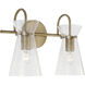 Mila 2 Light 14 inch Aged Brass Vanity Light Wall Light