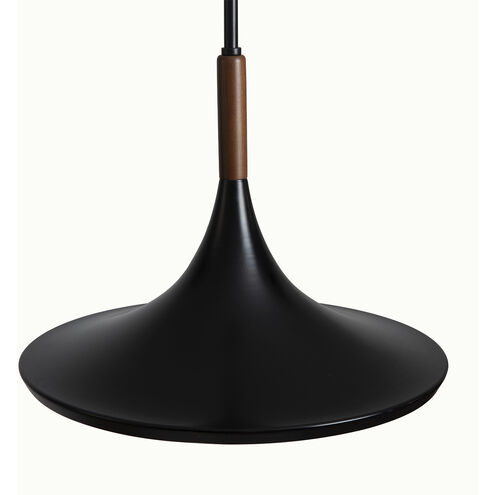 Lodi LED 13 inch Matte Black and Walnut Pendant Ceiling Light