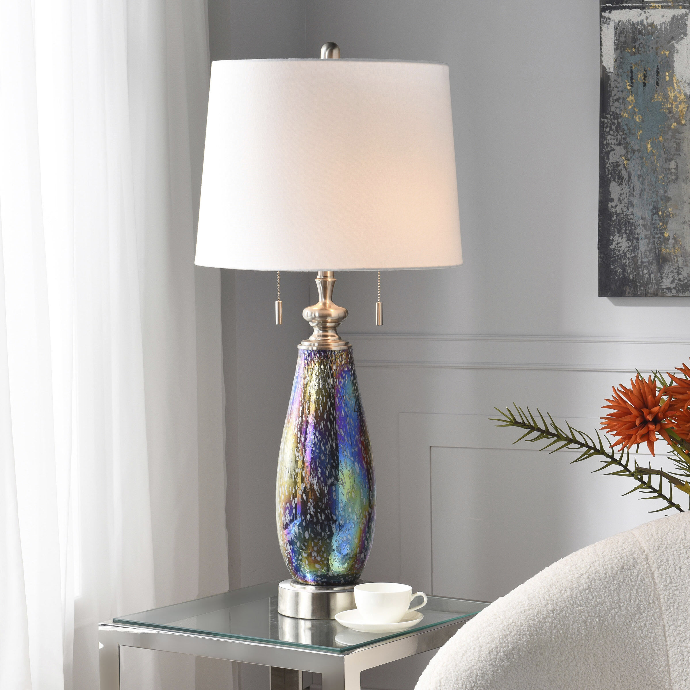 Wellen 34 inch 60 watt Wellen and White Table Lamp Portable Light