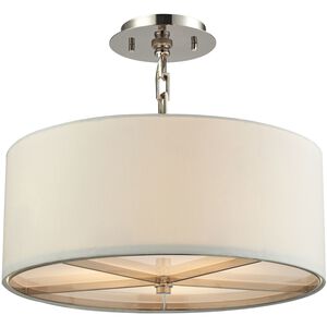 Selma 3 Light 17 inch Polished Nickel Semi Flush Mount Ceiling Light