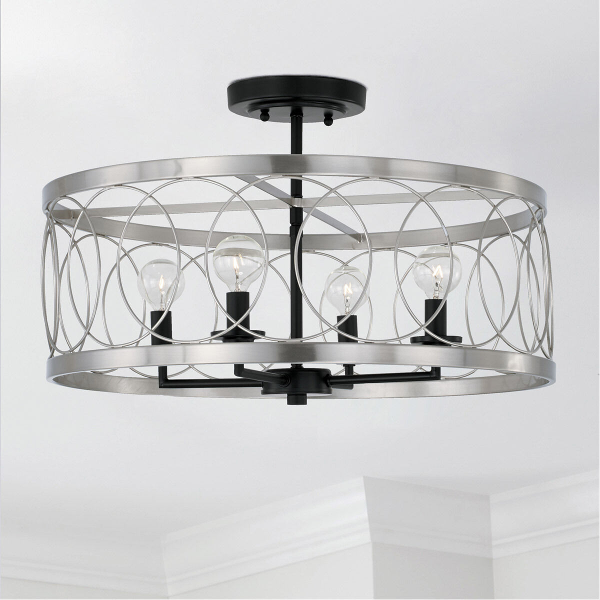 Madeline 4 Light 20 inch Black Tie Semi-Flush Mount Ceiling Light