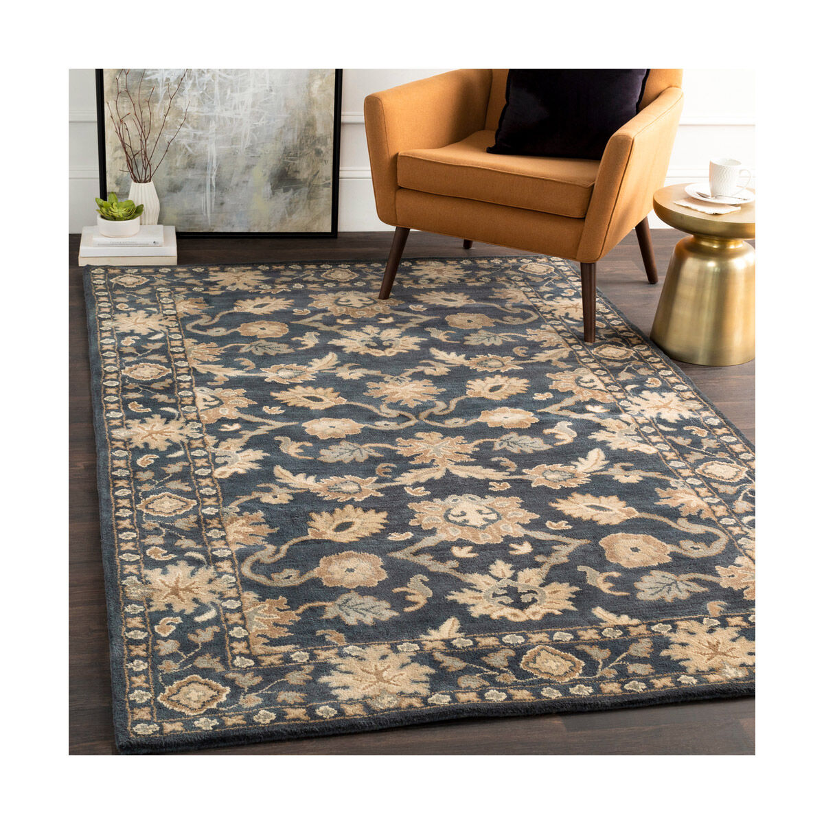 Caesar 120 X 96 inch Dark Green/Sea Foam/Ivory/Khaki/Tan Rugs, Wool