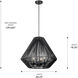 Valentina 3 Light 20.75 inch Natural Black Outdoor Pendant