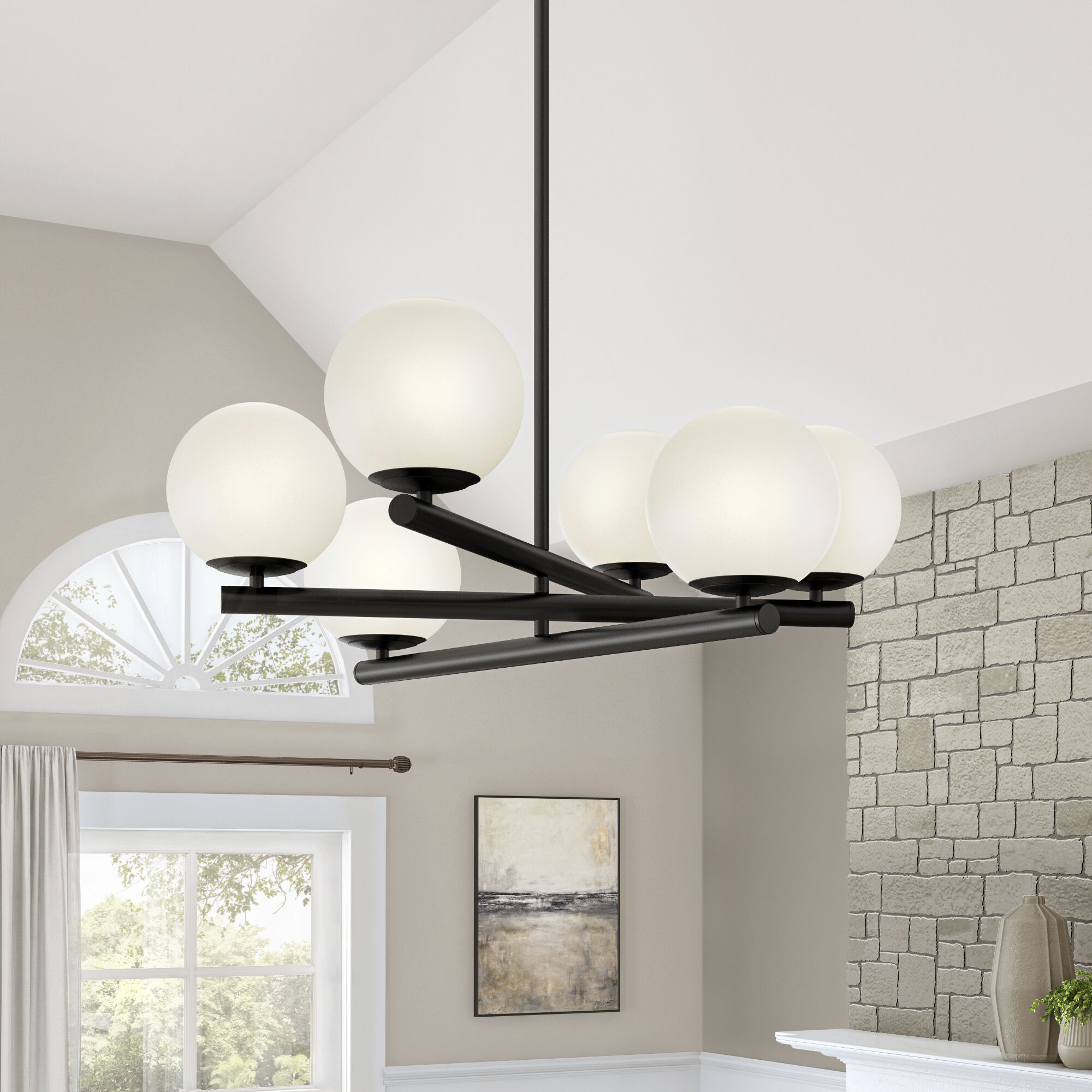 Crown Heights 6 Light 26 inch Matte Black Chandelier Ceiling Light