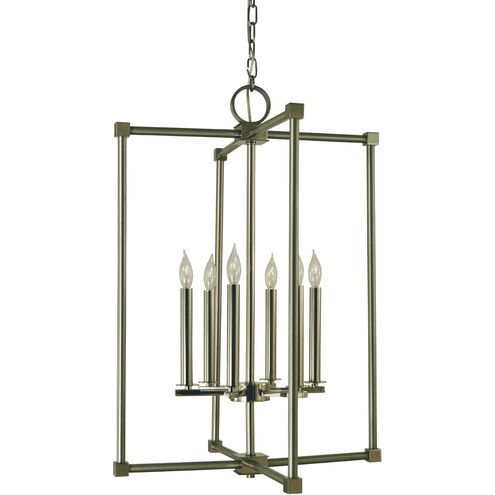 Lexington 6 Light 20 inch Brushed Nickel with Polished Nickel Dining Chandelier Ceiling Light