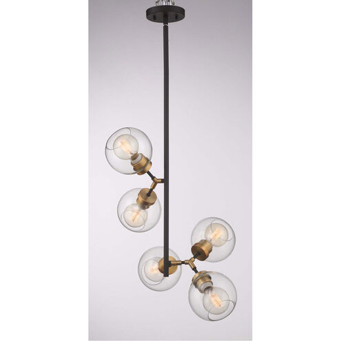 Pierre 5 Light 17 inch Polished Brass and Matte Black with Glass Pendant Ceiling Light