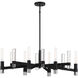 Windamere 6 Light 36 inch Textured Black with Polished Nickel Linear Chandelier Ceiling Light