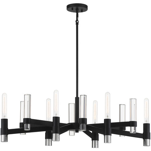 Windamere 6 Light 36 inch Textured Black with Polished Nickel Linear Chandelier Ceiling Light