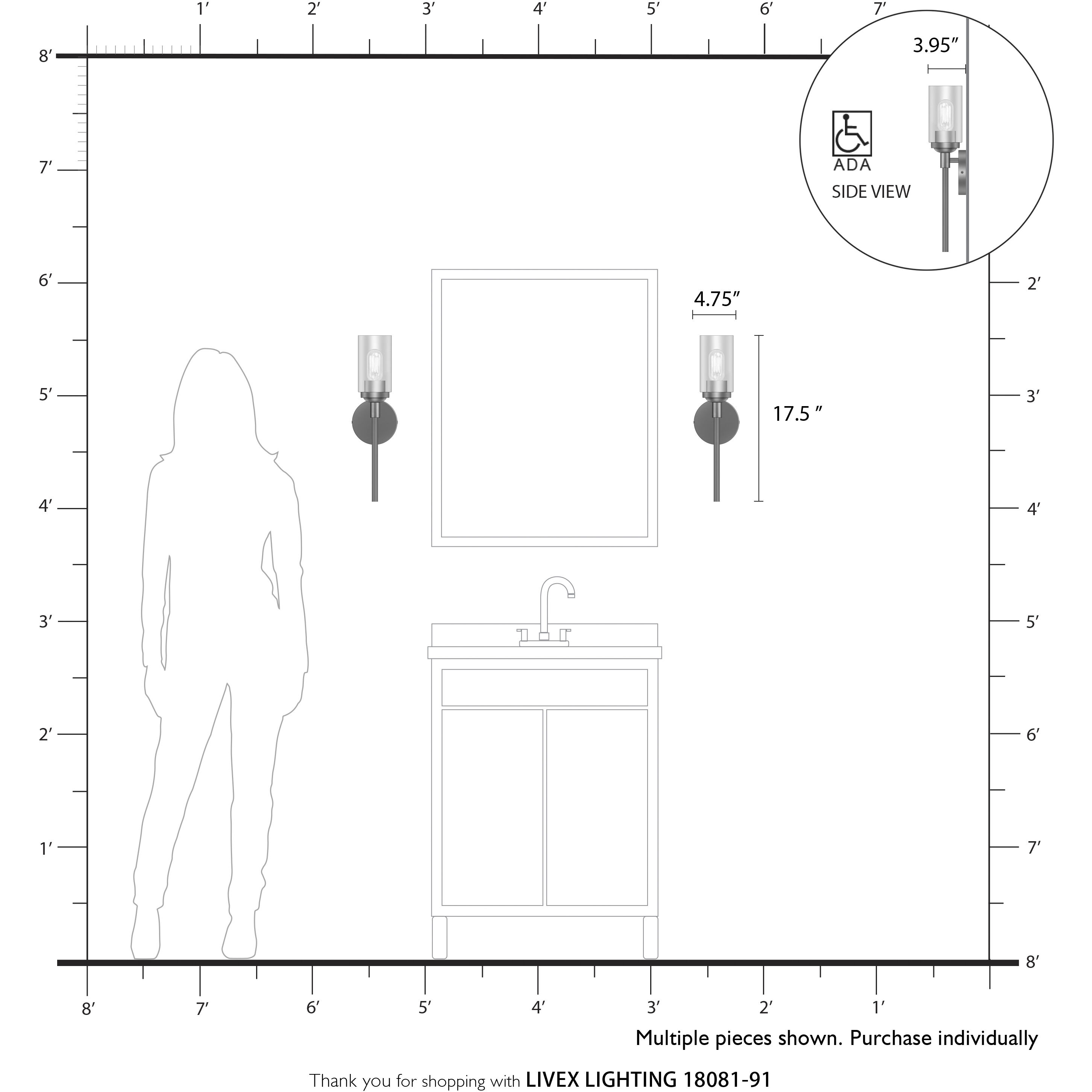 Whittier 1 Light 4.75 inch Brushed Nickel ADA Wall Sconce Wall Light, Single
