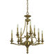 Fin De Siecle 9 Light 25 inch Brushed Brass Dining Chandelier Ceiling Light