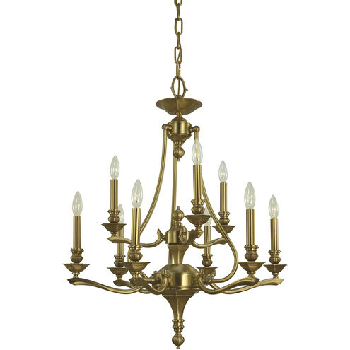 Fin De Siecle 9 Light 25 inch Brushed Brass Dining Chandelier Ceiling Light