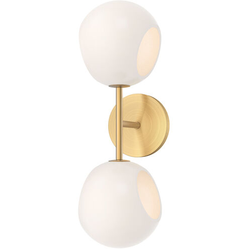 Alora Mood Willow 2 Light 16.75 inch Brushed Gold Bath Vanity Light Wall Light in Opal Glass