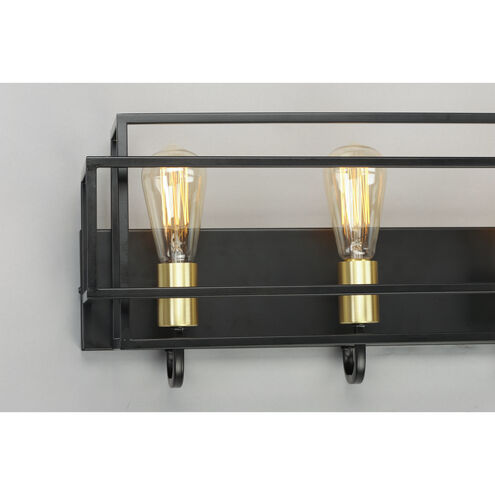 Liner 4 Light 29 inch Black/Satin Brass Bath Vanity Wall Light