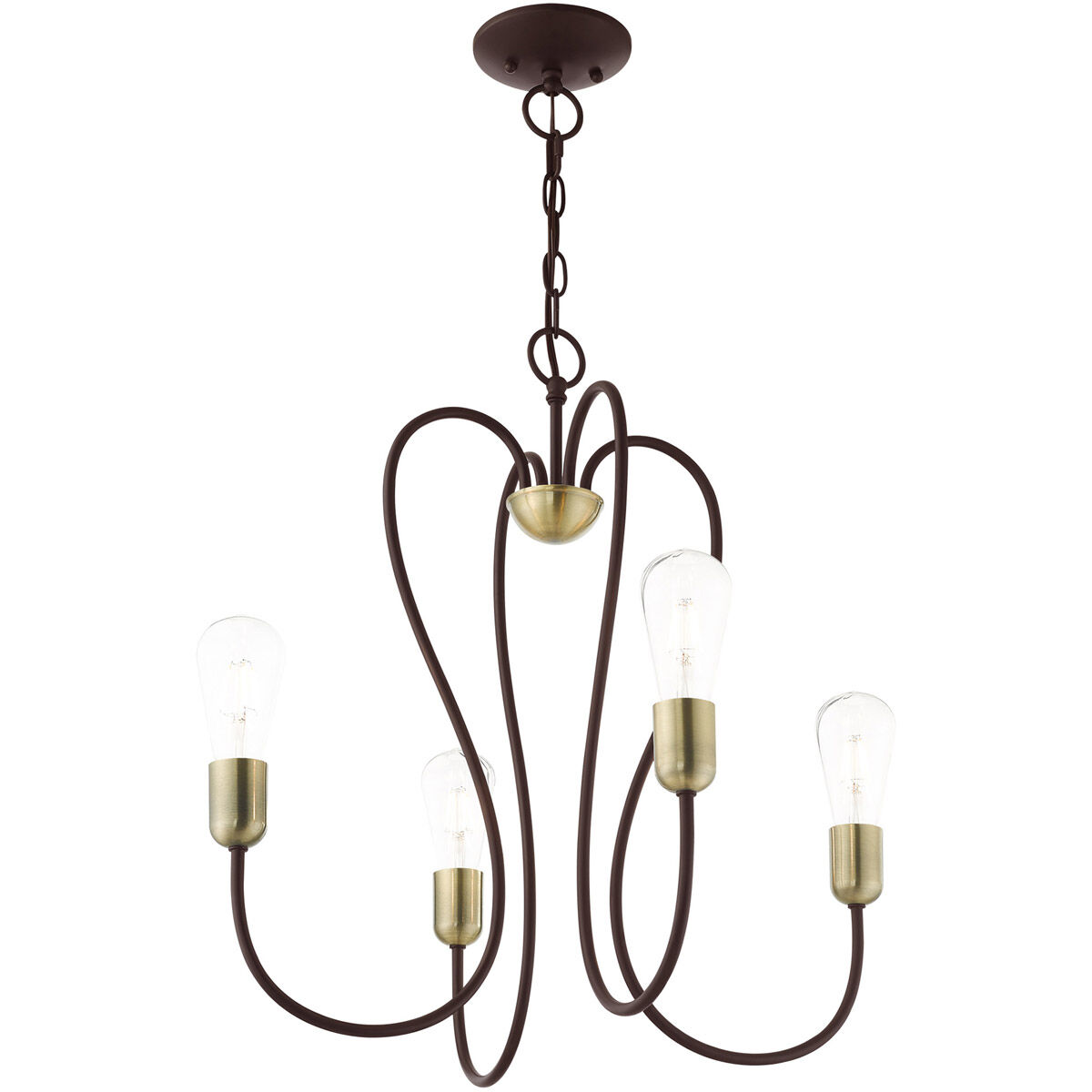 Lucerne 4 Light 20 inch Bronze with Antique Brass Accents Chandelier Ceiling Light