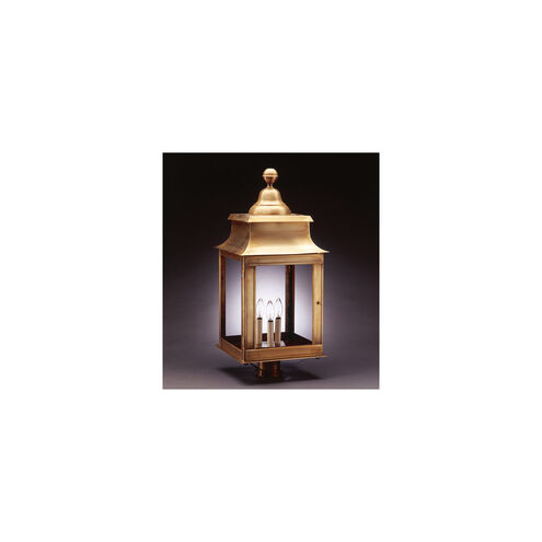 Concord 3 Light 28 inch Dark Antique Brass Post Lantern in Frosted Glass, No Chimney, Candelabra