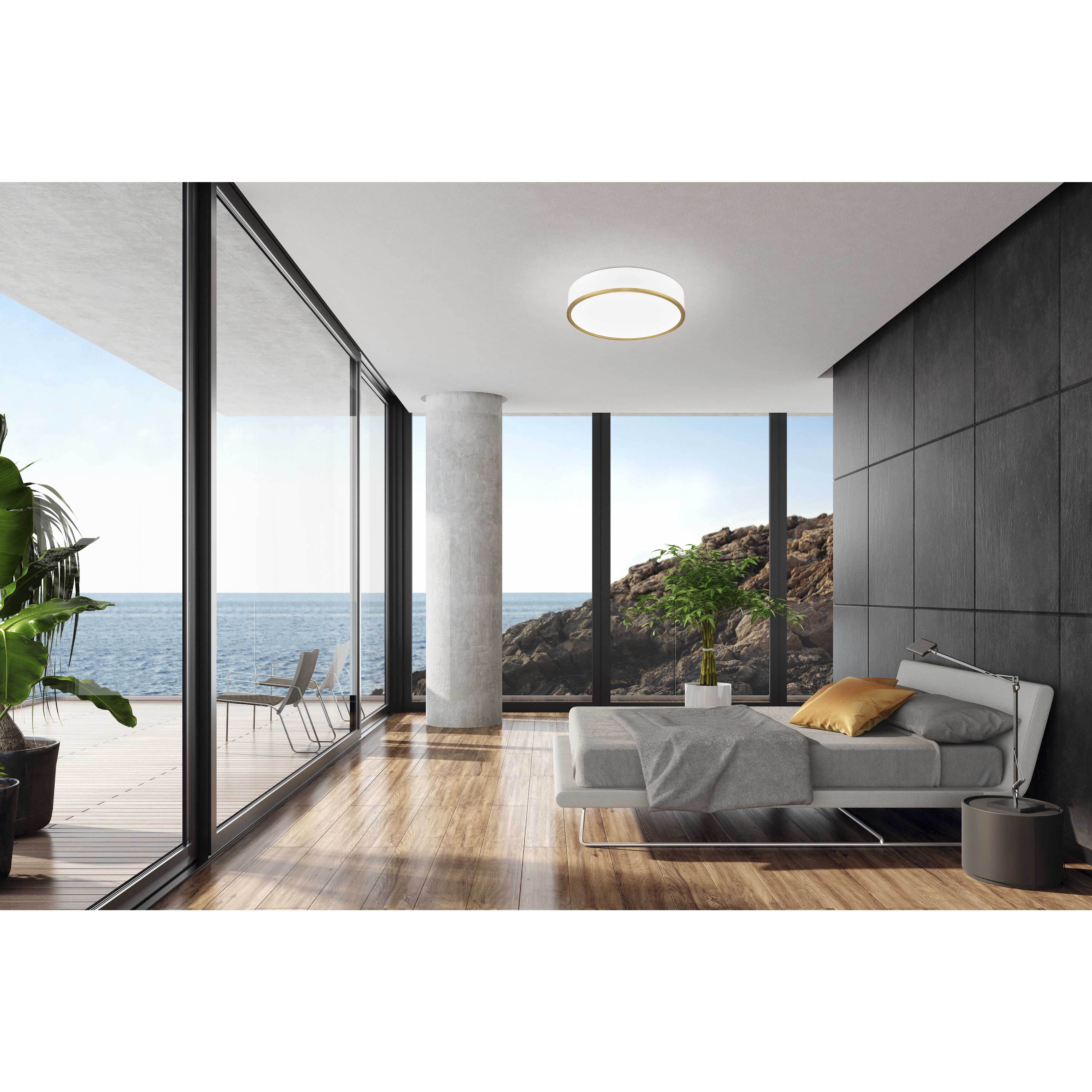 Bradley LED 20.25 inch Matte White and Modern Gold Flush Mount Ceiling Light