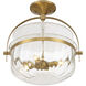 Denmar 4 Light 18 inch Warm Brass Covertible SemiFlush Ceiling Light