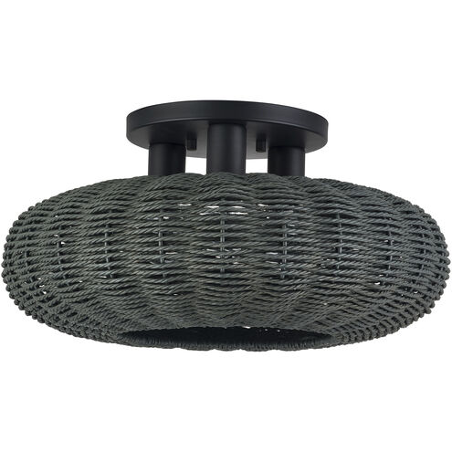 Deluna 3 Light 18 inch Black Semi Flush Mount Ceiling Light, Large