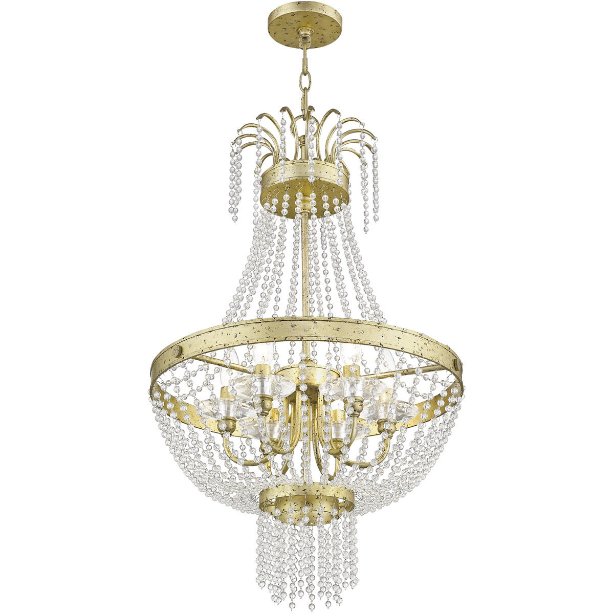 Valentina 6 Light 18 inch Hand Applied Winter Gold Pendant Ceiling Light