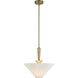 Alora Mood Bridgette Pendant Ceiling Light in Brushed Gold and Folded White, Linen Shade
