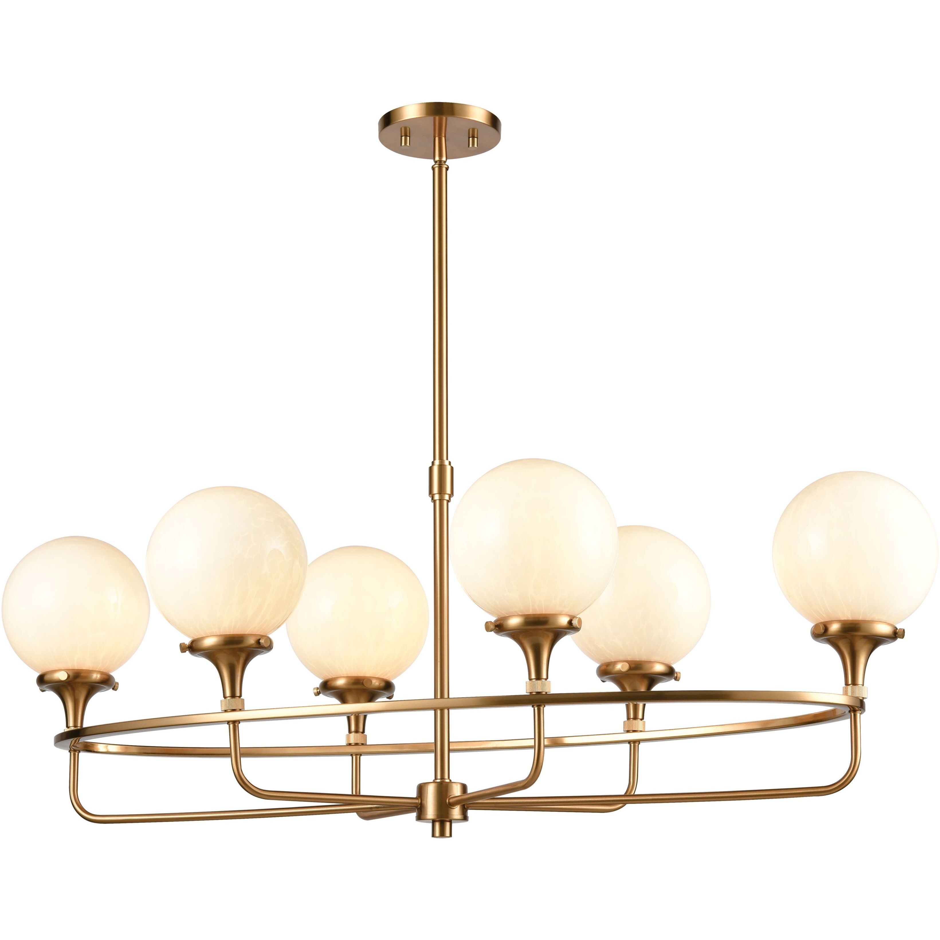 Beverly Hills 6 Light 38 inch Satin Brass Linear Chandelier Ceiling Light