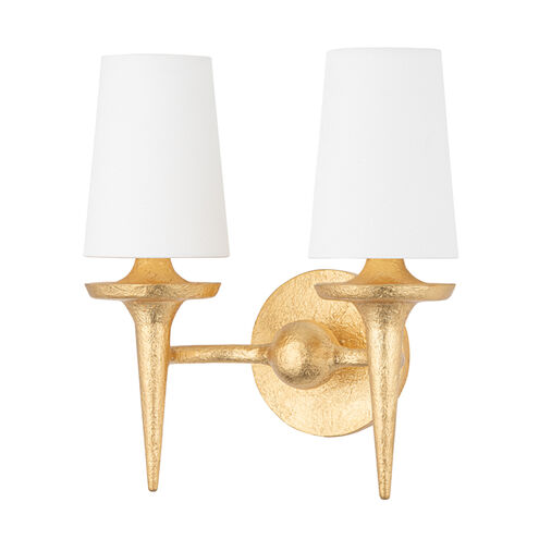 Torch 2 Light 13.5 inch Gold Leaf Wall Sconce Wall Light