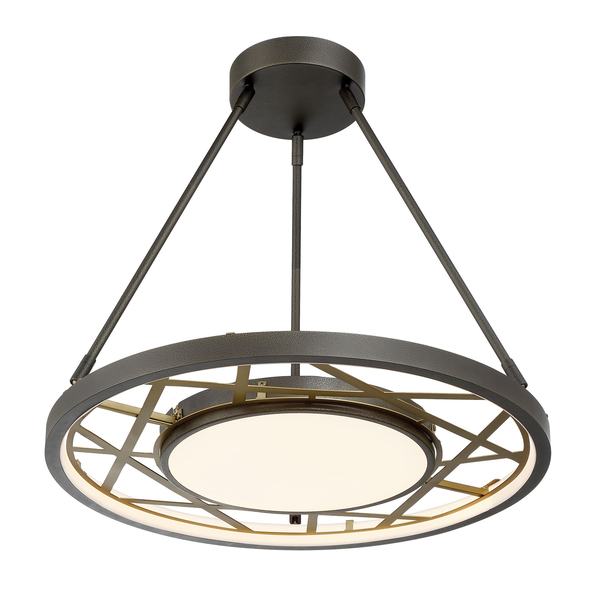 Tribeca LED 24 inch Smoked Iron And Soft Brass Pendant Ceiling Light