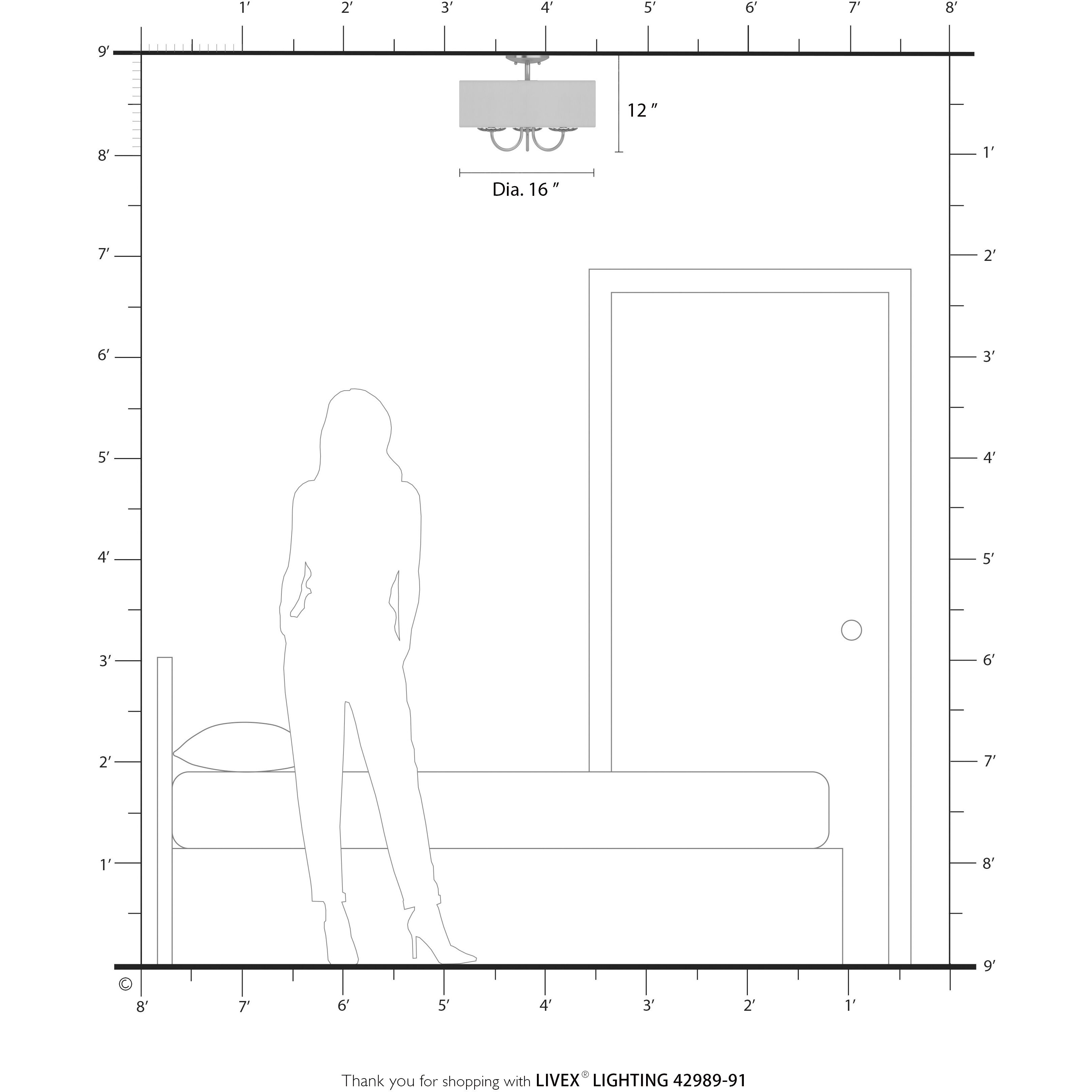 Brookdale 3 Light 16 inch Brushed Nickel Semi-Flush Mount Ceiling Light