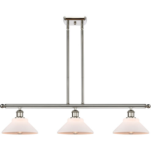 Ballston Orwell 3 Light 36 inch Polished Nickel Island Light Ceiling Light in Matte White Glass, Ballston