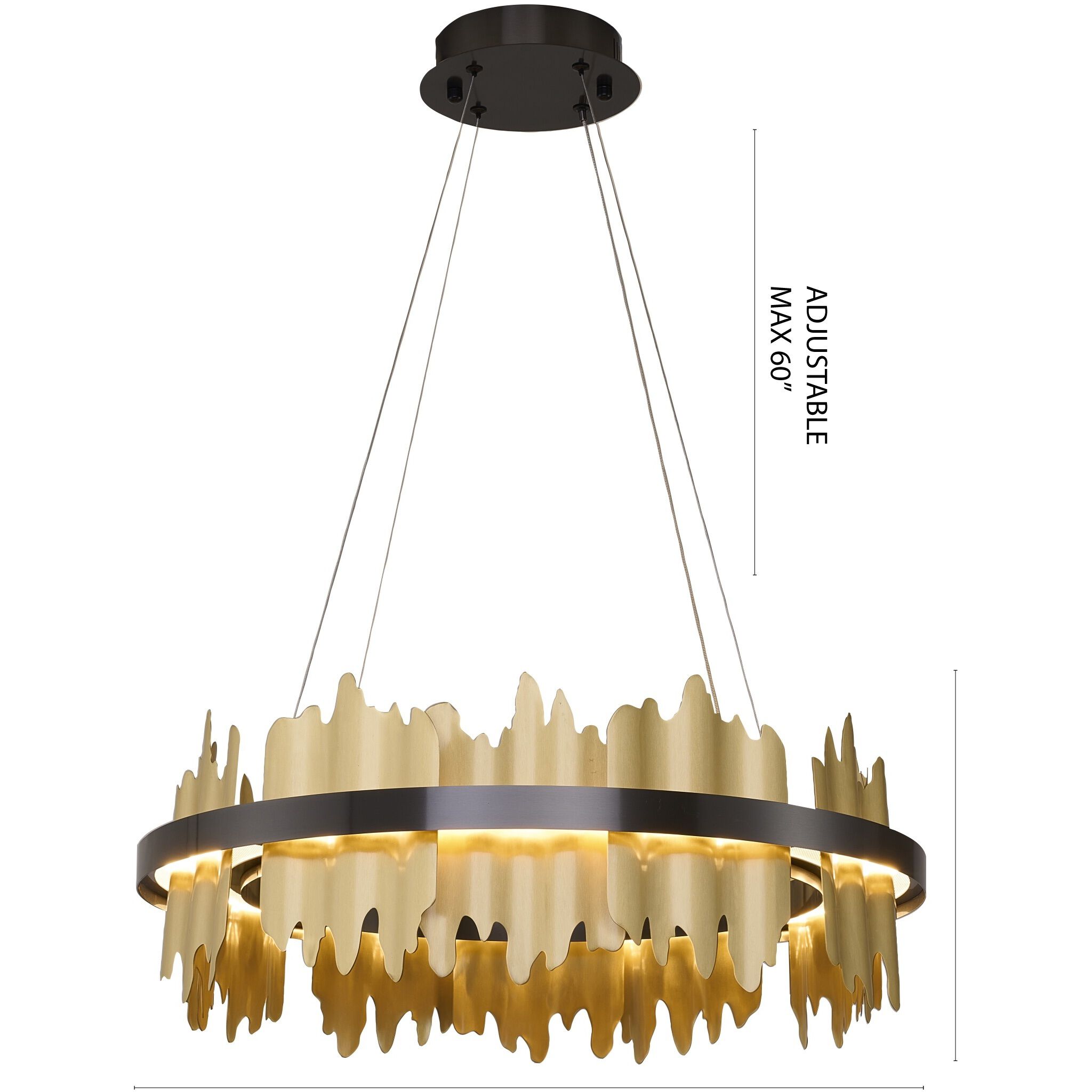FT Series LED 23.6 inch Black and Brass Chandelier Ceiling Light