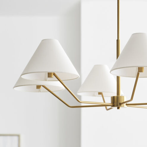 Drew & Jonathan Burke 6 Light 38 inch Satin Brass Chandelier Ceiling Light