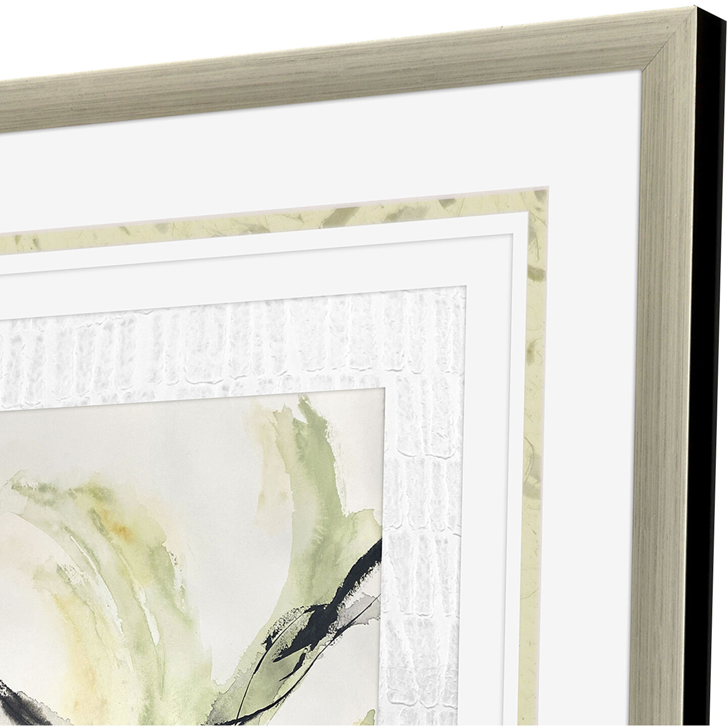 Petal Parade Green and Beige and Black and Yellow Framed Art, The Studio