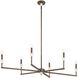 Montclair 6 Light 46 inch Forged Bronze and White Linear Chandelier Ceiling Light