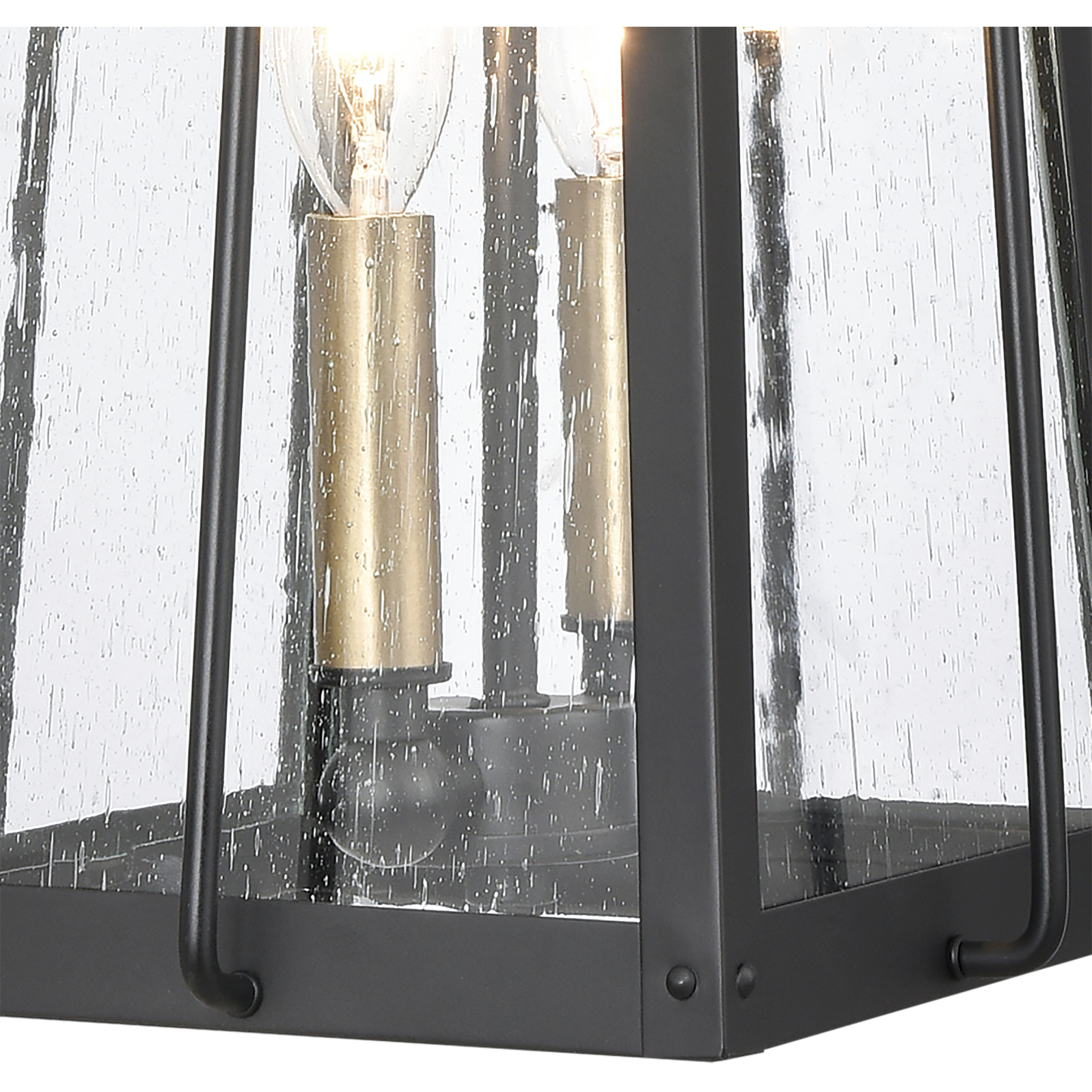 Kirkdale 2 Light 9 inch Matte Black with Natural Brass Outdoor Pendant