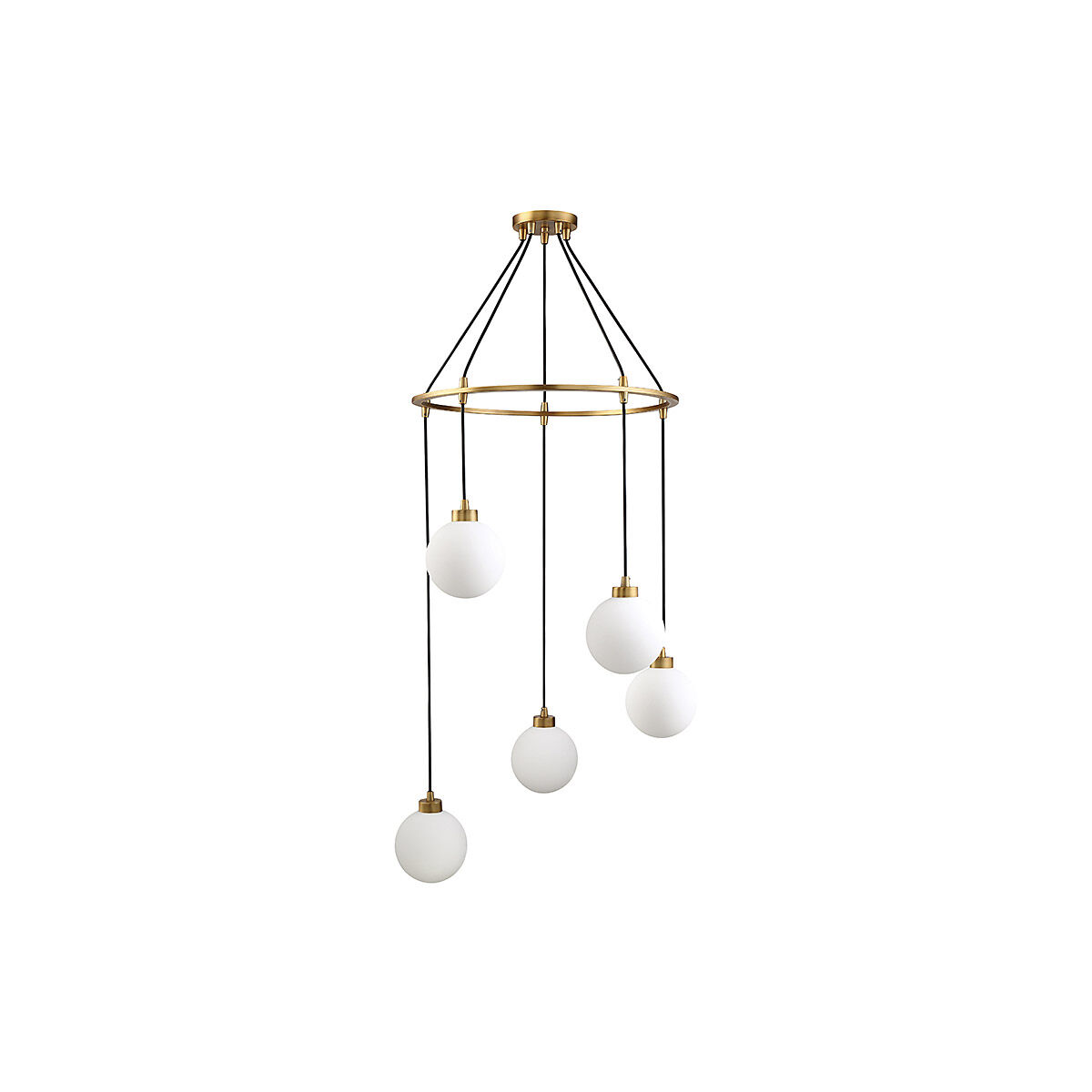 Mid-Century 5 Light 26 inch Natural Brass Pendant Ceiling Light