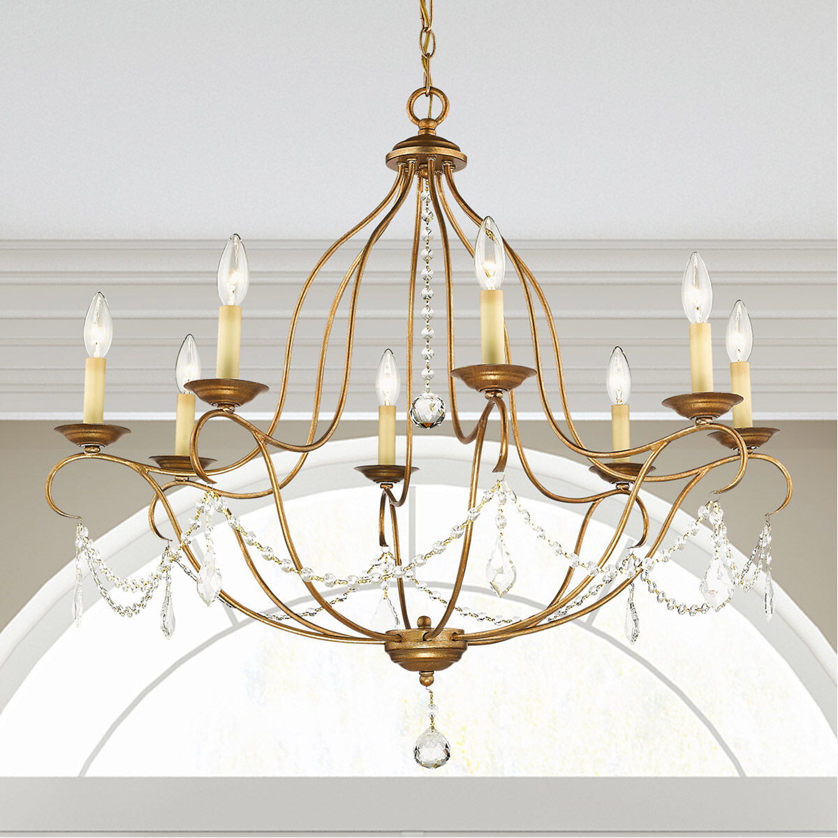 Chesterfield 8 Light 32 inch Antique Gold Leaf Chandelier Ceiling Light