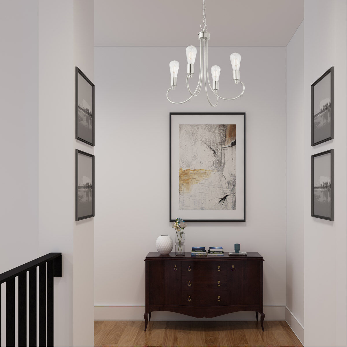 Bari 4 Light 20 inch Brushed Nickel Chandelier Ceiling Light