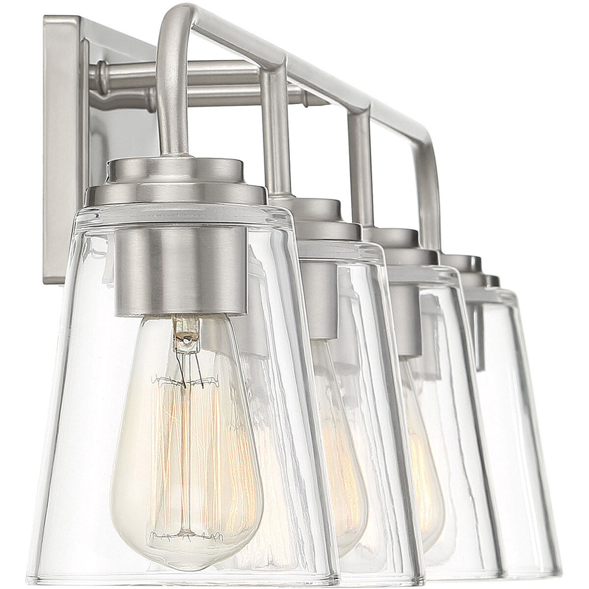 Transitional 4 Light 32 inch Brushed Nickel Bathroom Vanity Light Wall Light