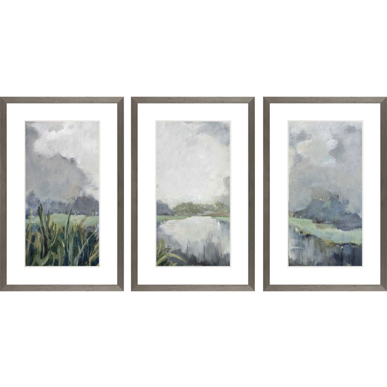 Waterside Blue and Gray and Multi Framed Art