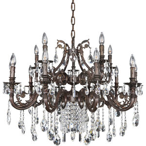 Avelli 15 Light 37 inch Sienna Bronze with Antique Silver Leaf accents Chandelier Ceiling Light in Firenze Clear