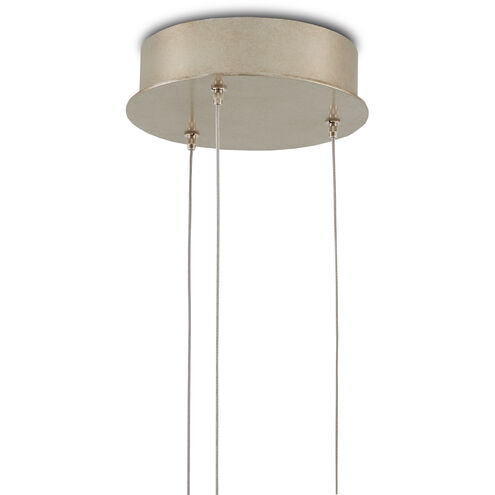 Glace 3 Light 9.5 inch White and Antique Brass with Silver Multi-Drop Pendant Ceiling Light
