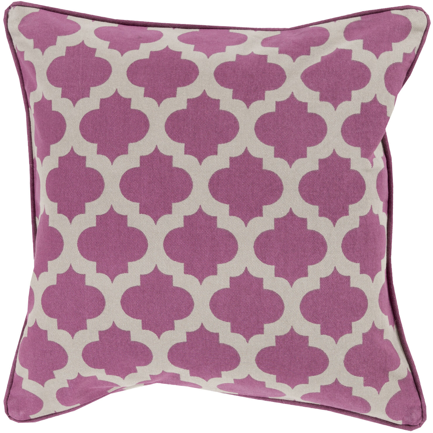 Morrocan Printed Lattice 22 inch Dark Purple, Taupe Pillow Kit