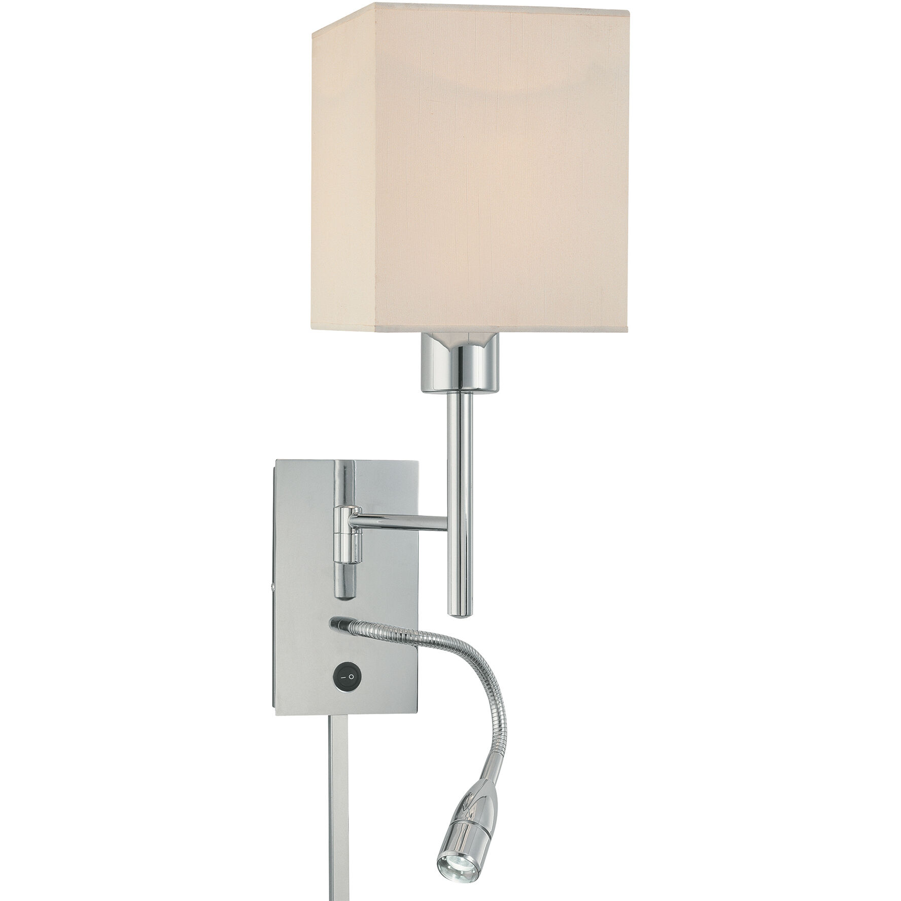 George's Reading Room 10.25 inch 9.00 watt Chrome Swing Arm Wall Lamp Wall Light, with Reading Lamp